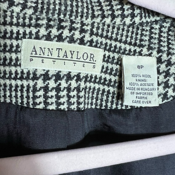 Vintage Ann Taylor Petites Houndstooth Wool Blazer, Size 8 Petite - Picture 3 of 8